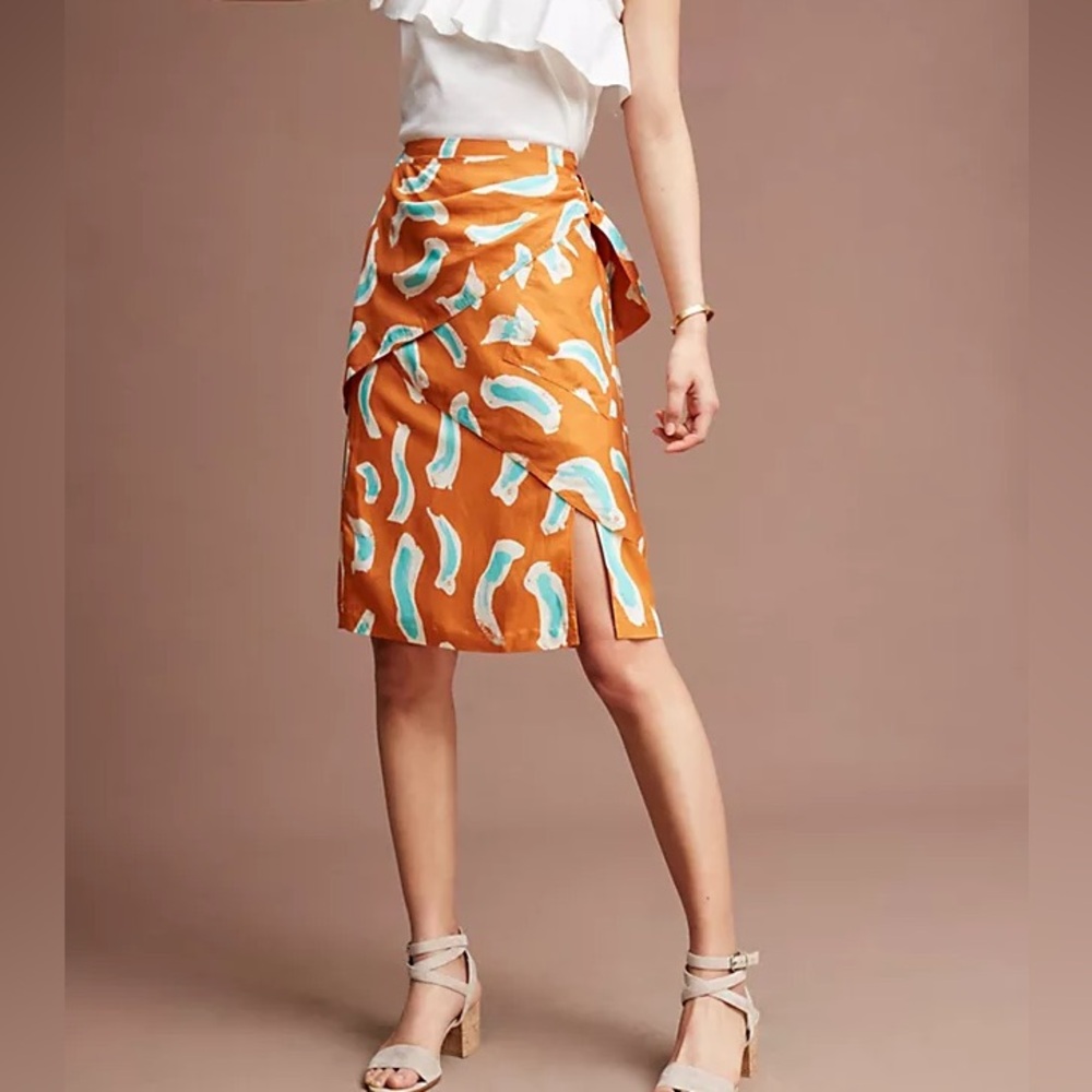 Maeve Orange and Blue Pencil Skirt
